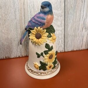 Heritage House Ceramic Bluebird Bell Music Box Plays You are my Sunshine Musical